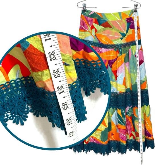 Tiered Maxi Skirt Convertible Dress S Floral Colorful Beach Boho Tropical Hippie - Picture 5 of 12